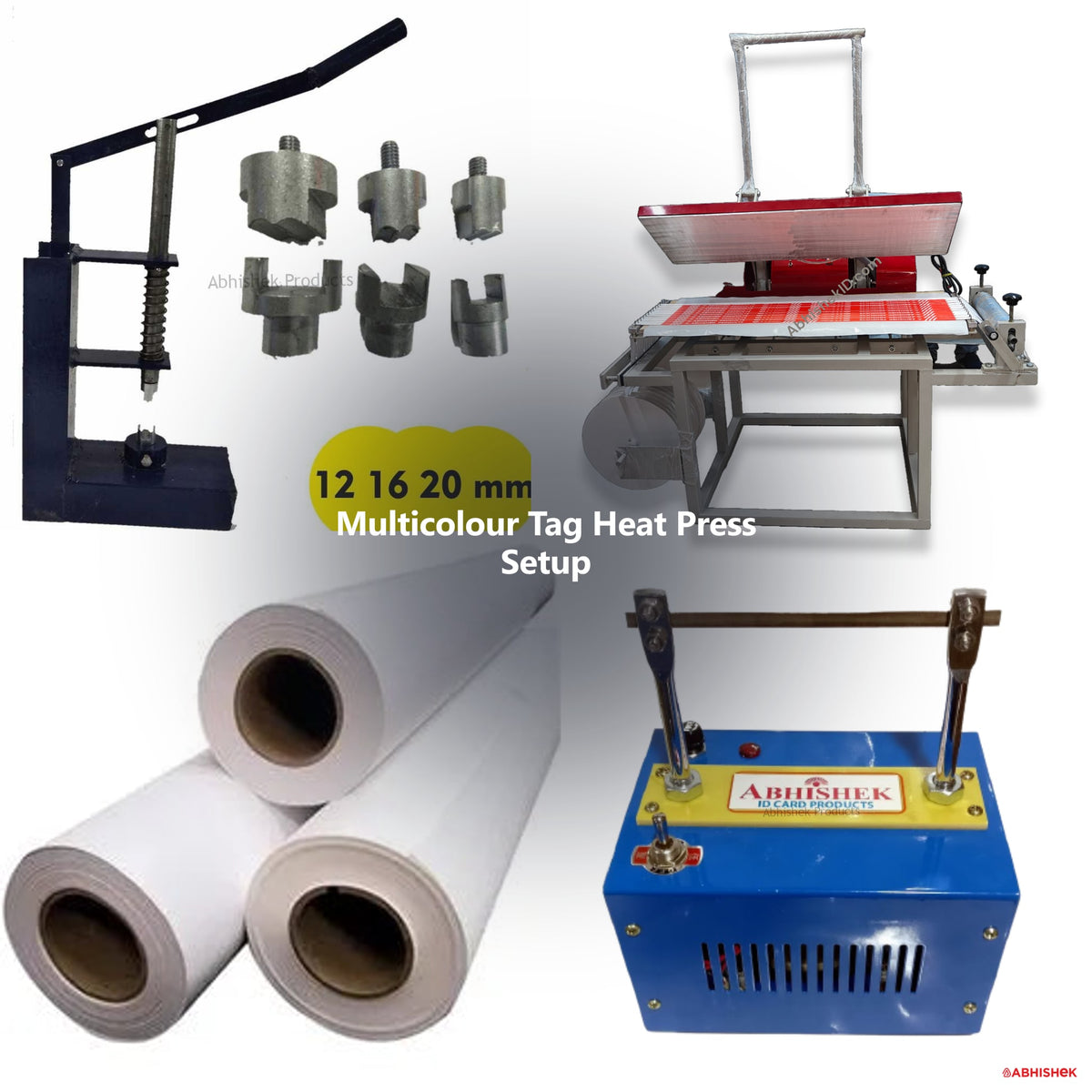 Multicolour Tag Heat Press Setup for ID card and print shops in India — product collage