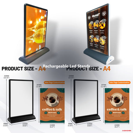 Rechargeable LED Menu Stands for ID card and print shops in India — product collage
