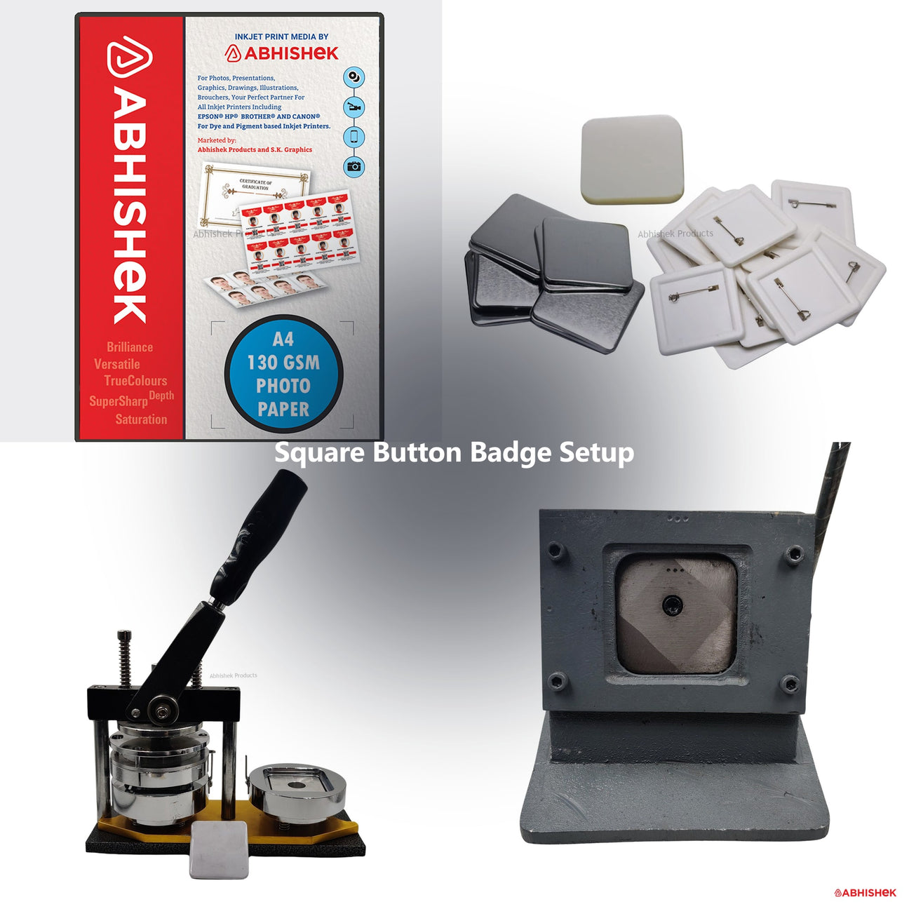 Square Button Badge Setup for ID card and print shops in India — product collage