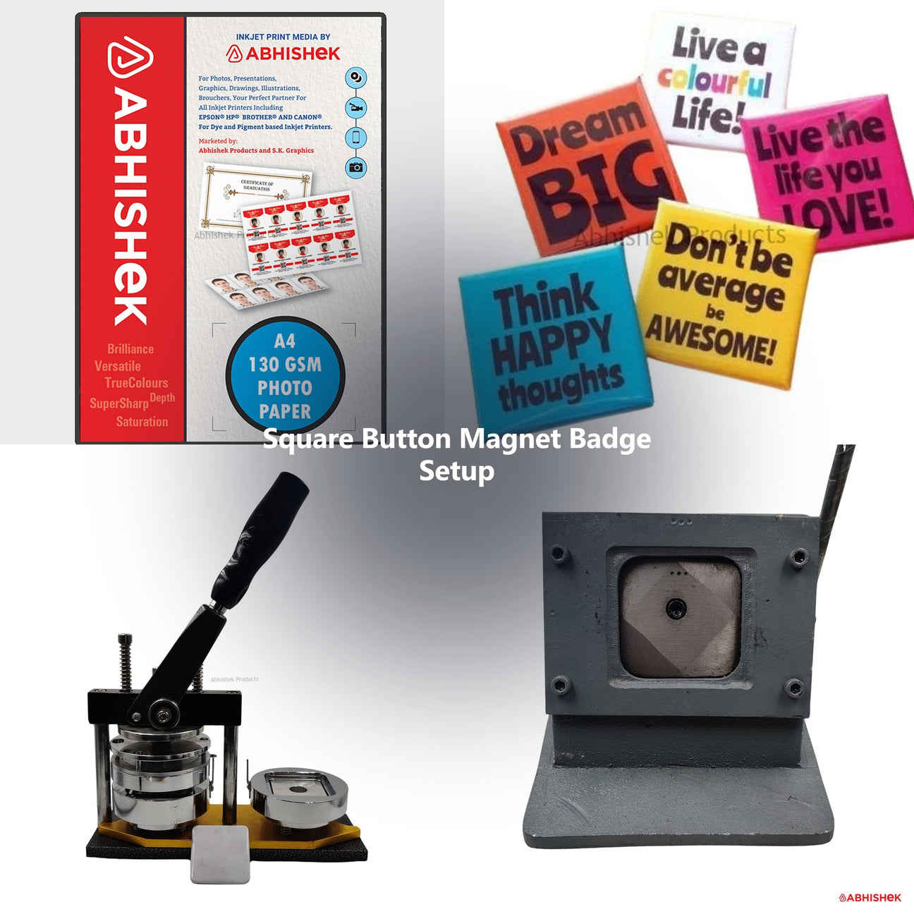 Square Button Magnet Badge Setup for ID card and print shops in India — product collage