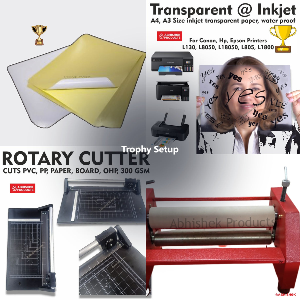 Trophy Setup for ID card and print shops in India — product collage