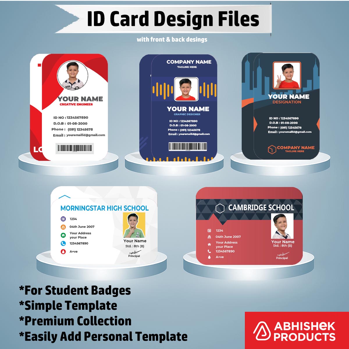 Printable ID Card CDR Templates - 100 Print-Ready Designs | AbhishekID ...