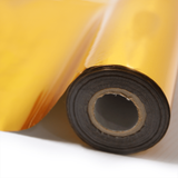 12 Inch x 112 Meter Gold Foil Metallic Roll (LaserJet) for printing, shiny gold metallic material on a roll.