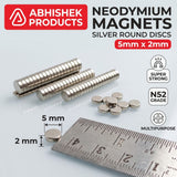 N52 neodymium disc magnets 5mm diameter 2mm thick silver nickel coated strength infographic