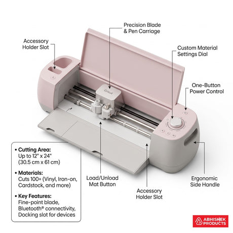 Cricut Explore 5 smart cutting machine, pink and gray, compact 12-inch cutter for vinyl, iron-on, Print Then Cut.