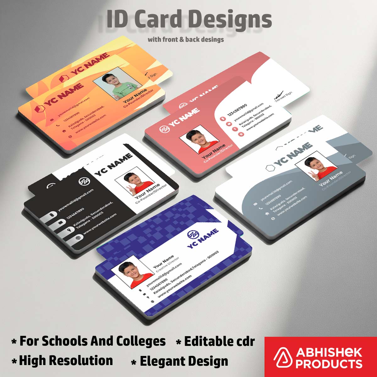 1/6 ID Card Design Templates in CorelDraw 11 | 100 Editable Downloadable Designs