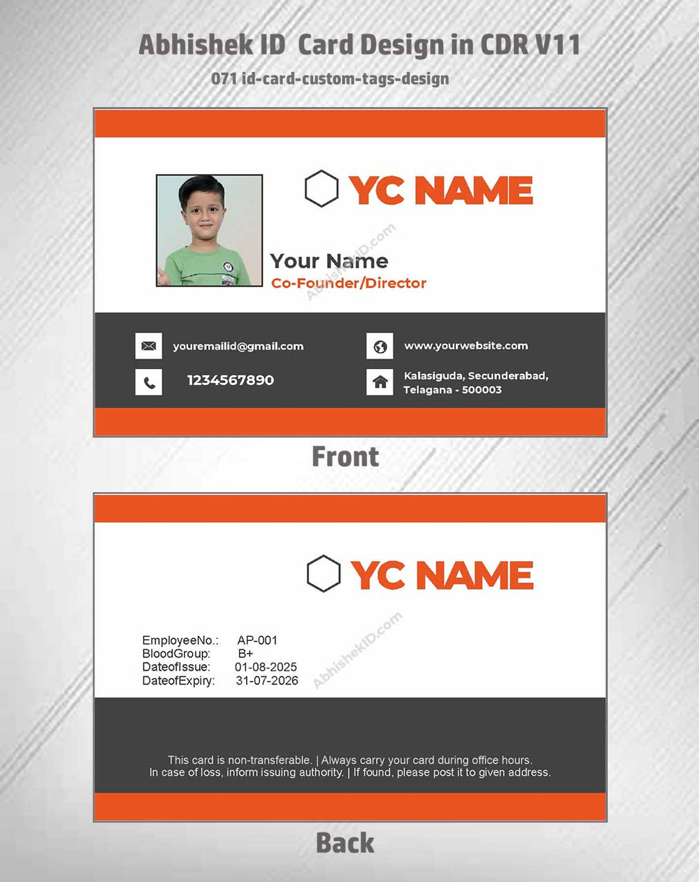 1/8 ID Card Design Templates in CorelDraw 11 | 100 Editable Downloadable Designs