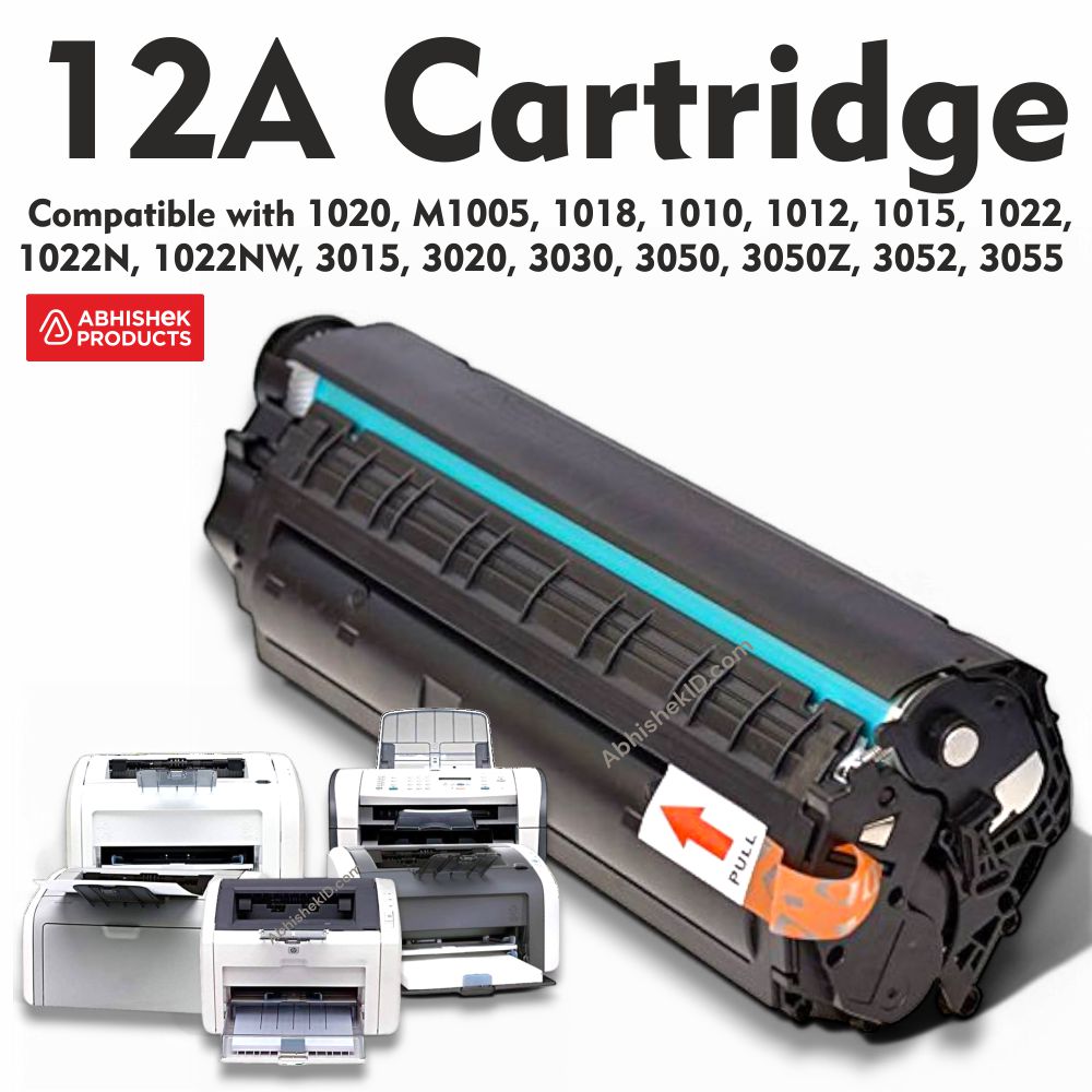 12A Laser Printer Cartridge Compatible with 1020, M1005, 1018, 1010, 1012, 1015, 1022, 1022N, 1022NW, 3015, 3020, 3030, 3050, 3050Z, 3052, 3055 / 12A Cartridge / Black