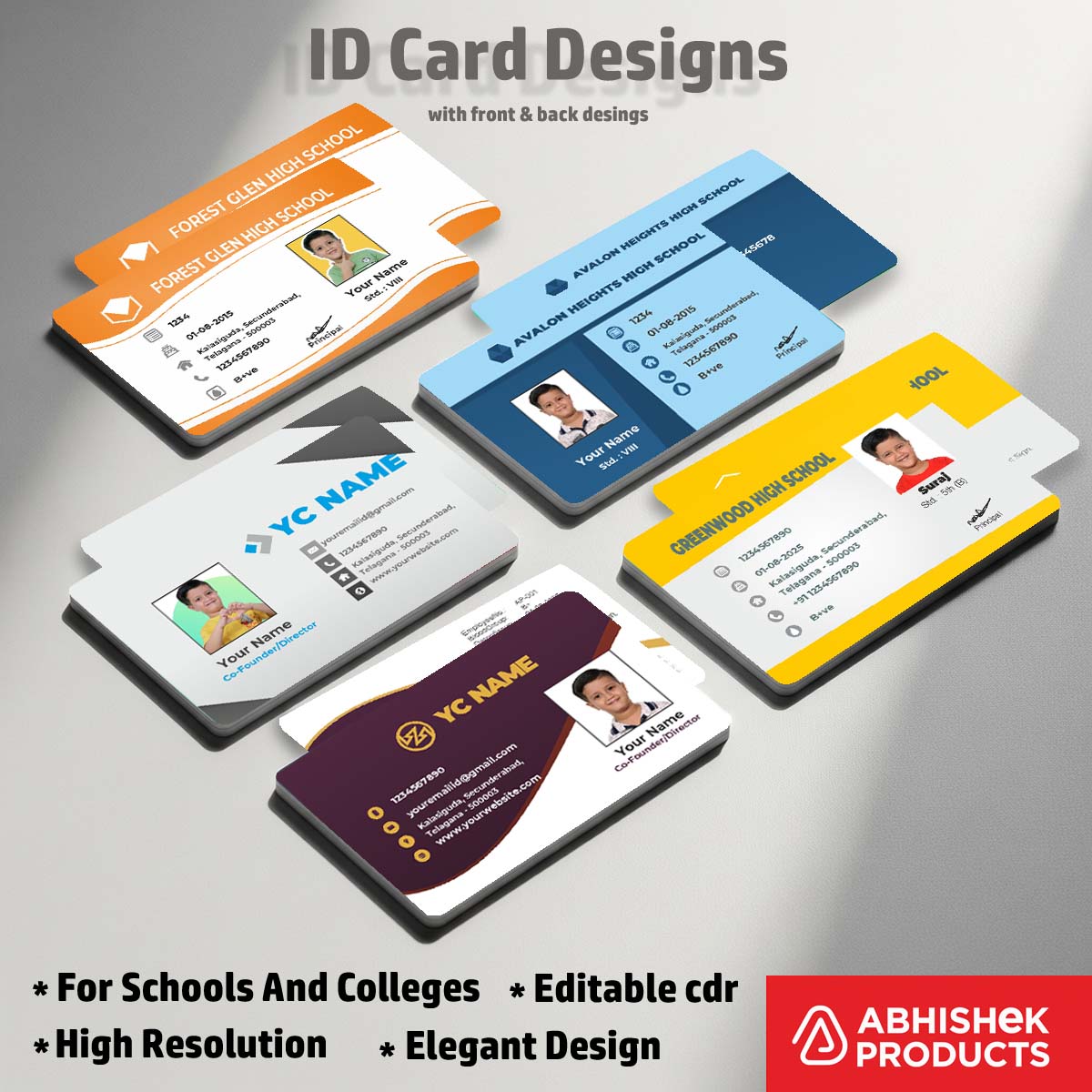 1/6 ID Card Design Templates in CorelDraw 11 | 100 Editable Downloadable Designs