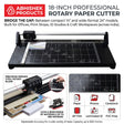 18" Rotary Paper Trimmer/Cutter, heavy-duty black steel, for cutting paper, photos, cardstock up to 800 mic.