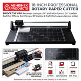 18" Rotary Paper Trimmer/Cutter, heavy-duty black steel, for cutting paper, photos, cardstock up to 800 mic.