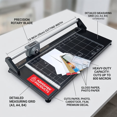 18" Rotary Paper Trimmer/Cutter, heavy-duty black metal and plastic, cutting paper, photo, cardstock, film.