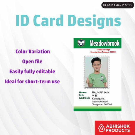 Professional corporate ID card template, fully editable and sleek design