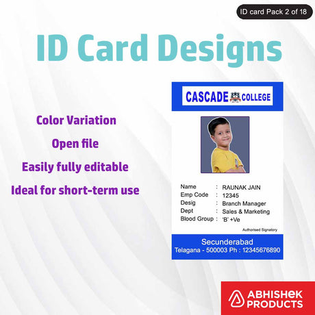 Professional employee ID card design template with customizable elements for corporate use