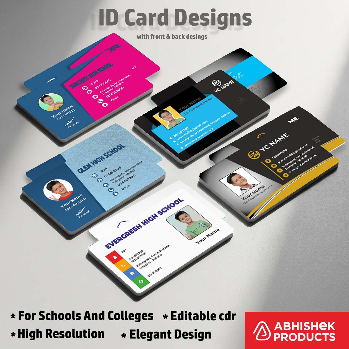 1/6 ID Card Design Templates in CorelDraw 11 | 100 Editable Downloadable Designs