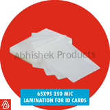 65X95 mm 250 Mic Hot Lamination  Pouch Glossy - For Id Cards, Aadhar Card