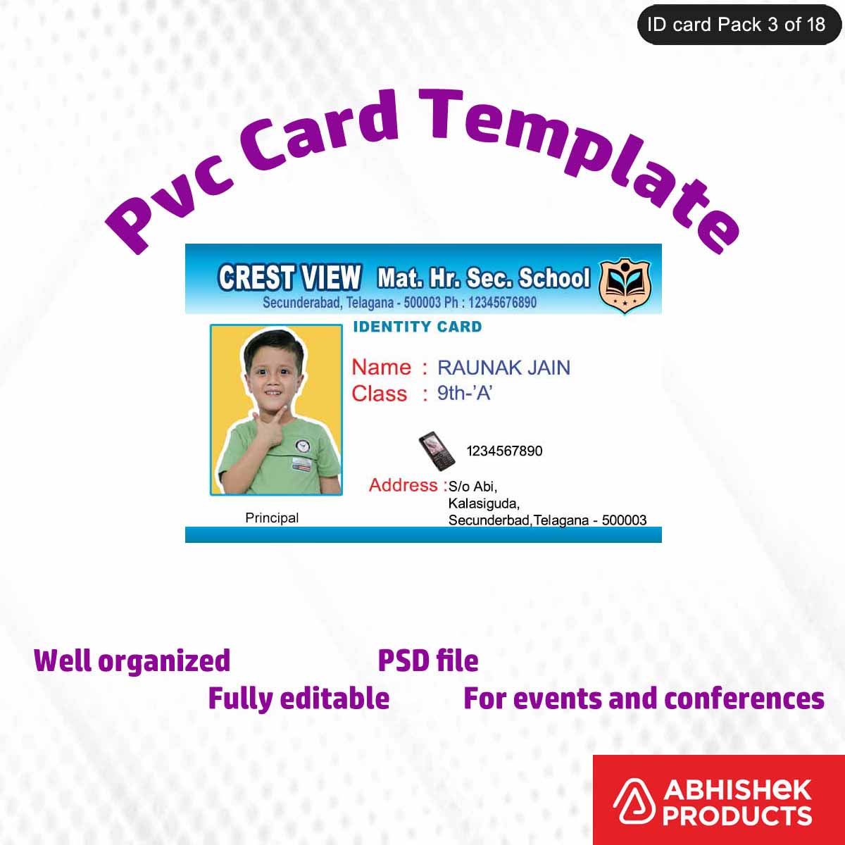 High-quality employee ID badge template, fully customizable and suitable for various uses