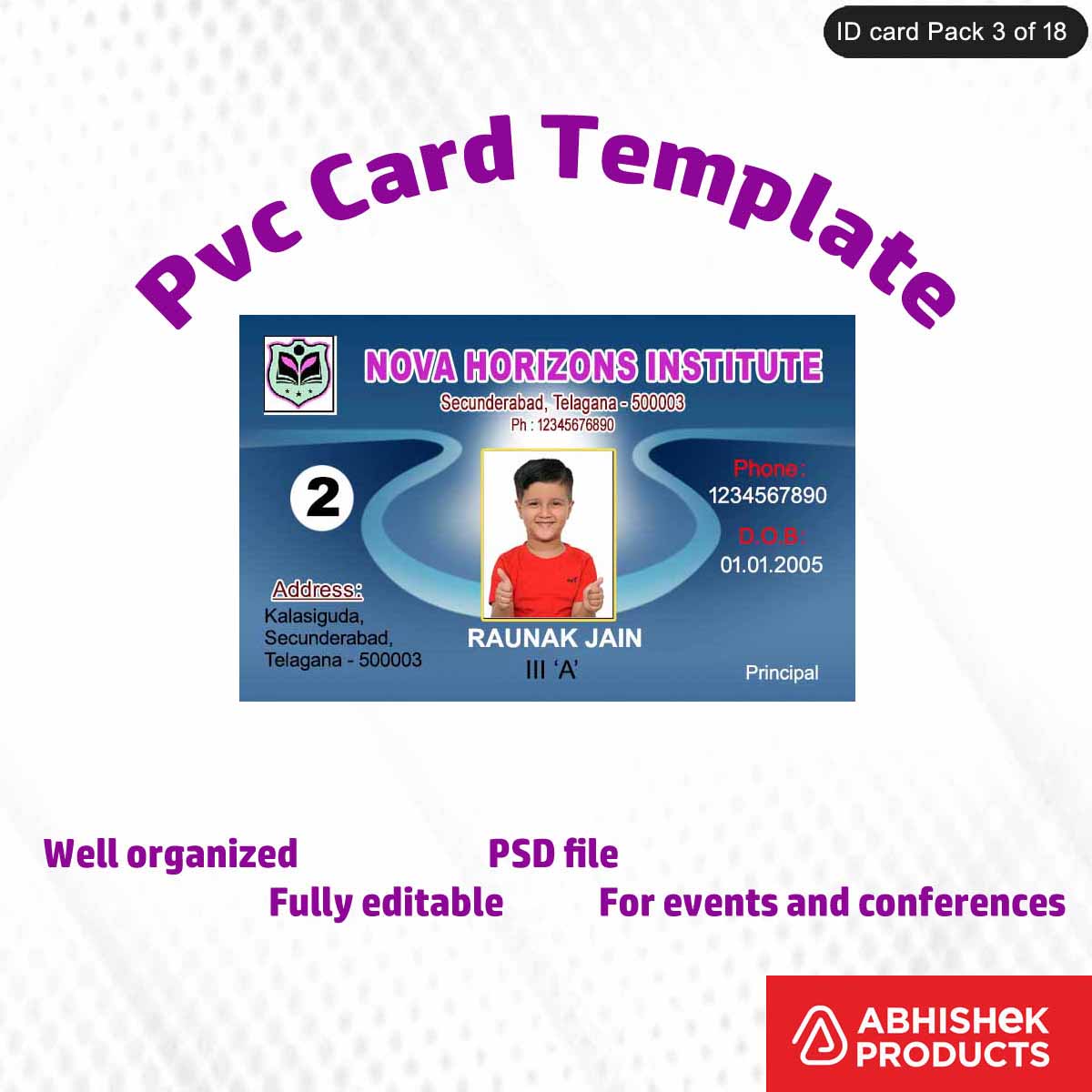 High-quality PVC ID card template, fully customizable and professional