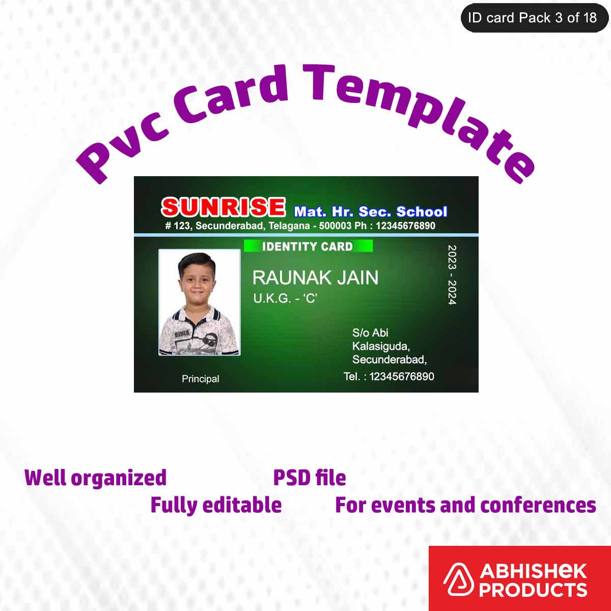 PSD design for designing ID cards, fully customizable and professional