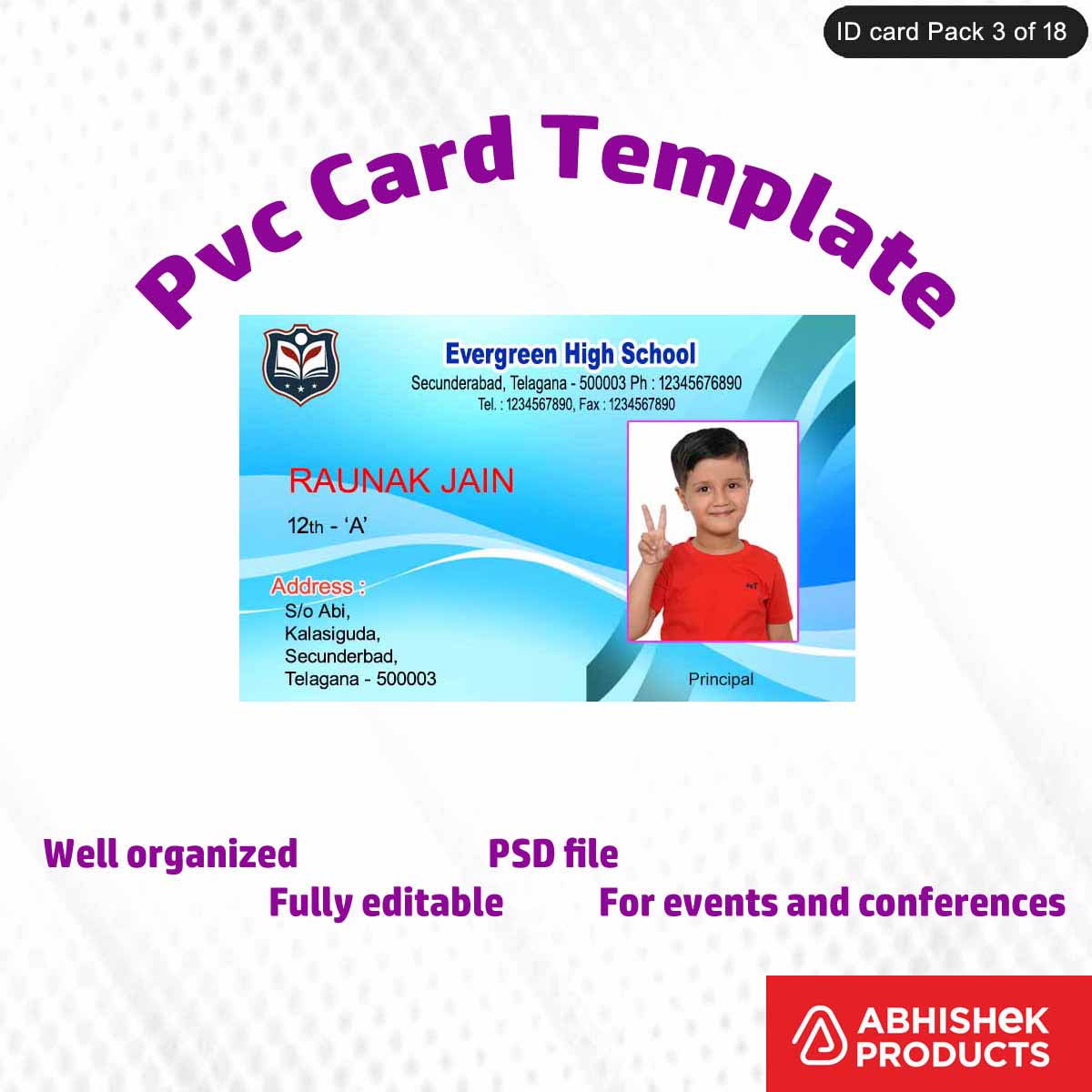 Professional corporate ID card template, fully editable and sleek design