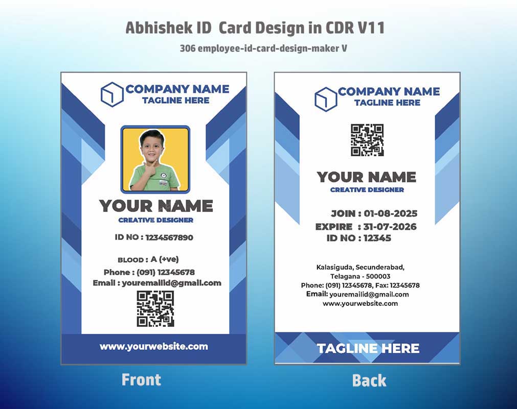 4/6 CorelDraw 11 Printable ID Card Design Templates | 100 Editable Designs India