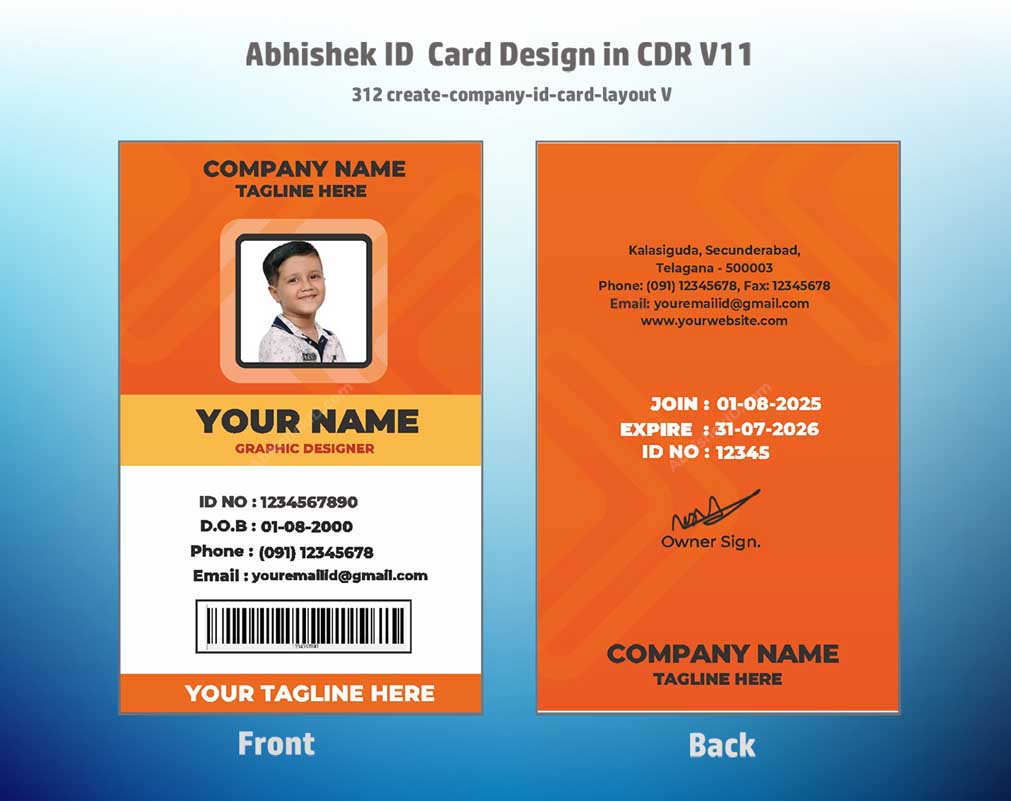 4/6 CorelDraw 11 Printable ID Card Design Templates | 100 Editable Designs India