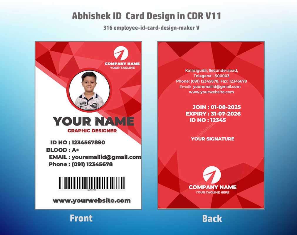 4/6 CorelDraw 11 Printable ID Card Design Templates | 100 Editable Designs India