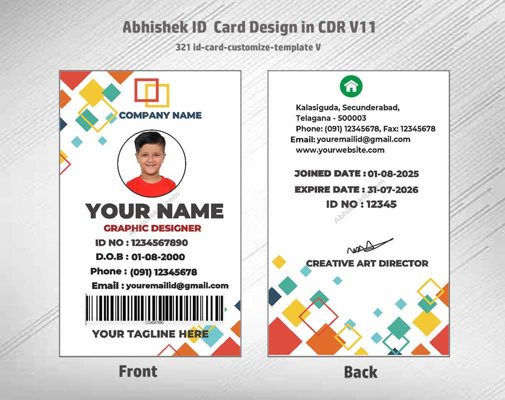 4/6 CorelDraw 11 Printable ID Card Design Templates | 100 Editable Designs India