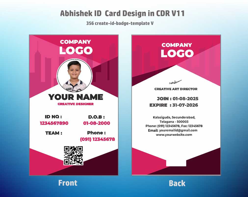 4/6 CorelDraw 11 Printable ID Card Design Templates | 100 Editable Designs India