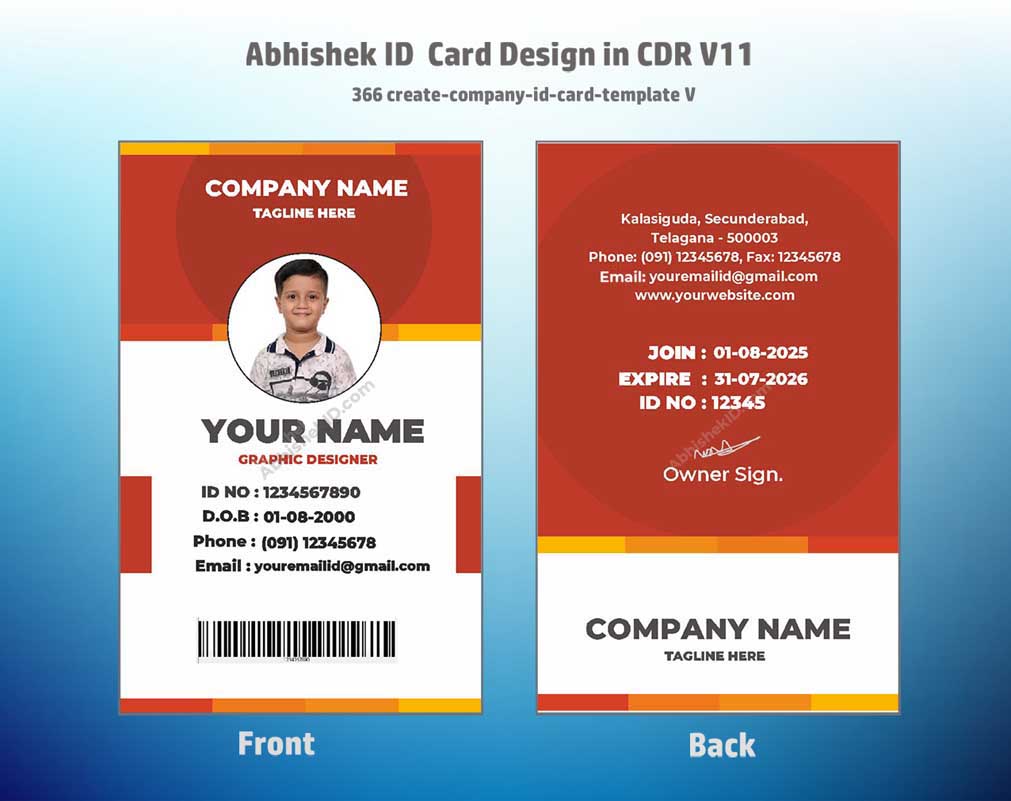 4/6 CorelDraw 11 Printable ID Card Design Templates | 100 Editable Designs India