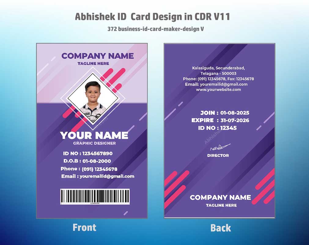 4/6 CorelDraw 11 Printable ID Card Design Templates | 100 Editable Designs India