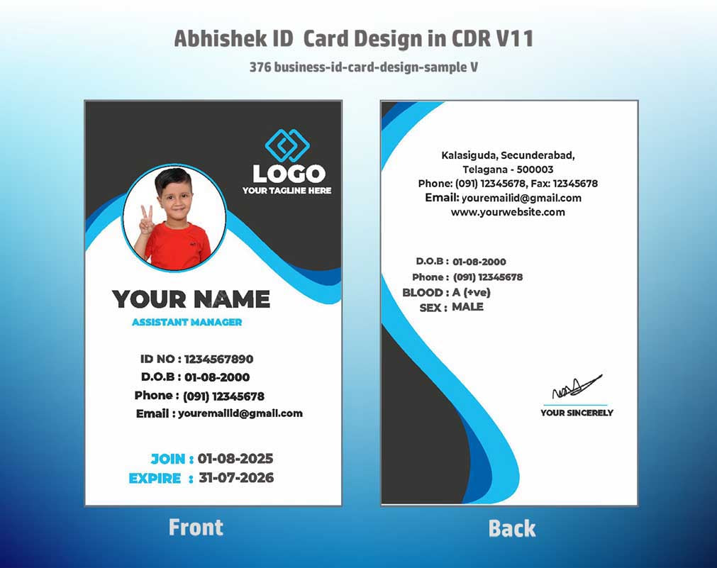 4/6 CorelDraw 11 Printable ID Card Design Templates | 100 Editable Designs India