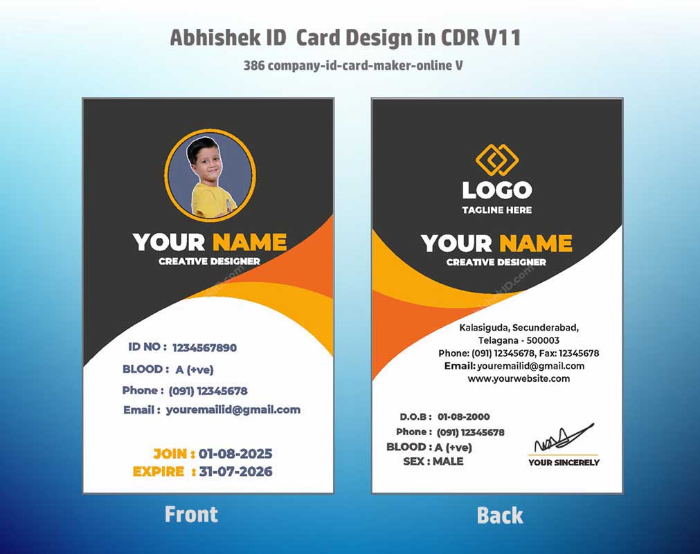 4/6 CorelDraw 11 Printable ID Card Design Templates | 100 Editable Designs India