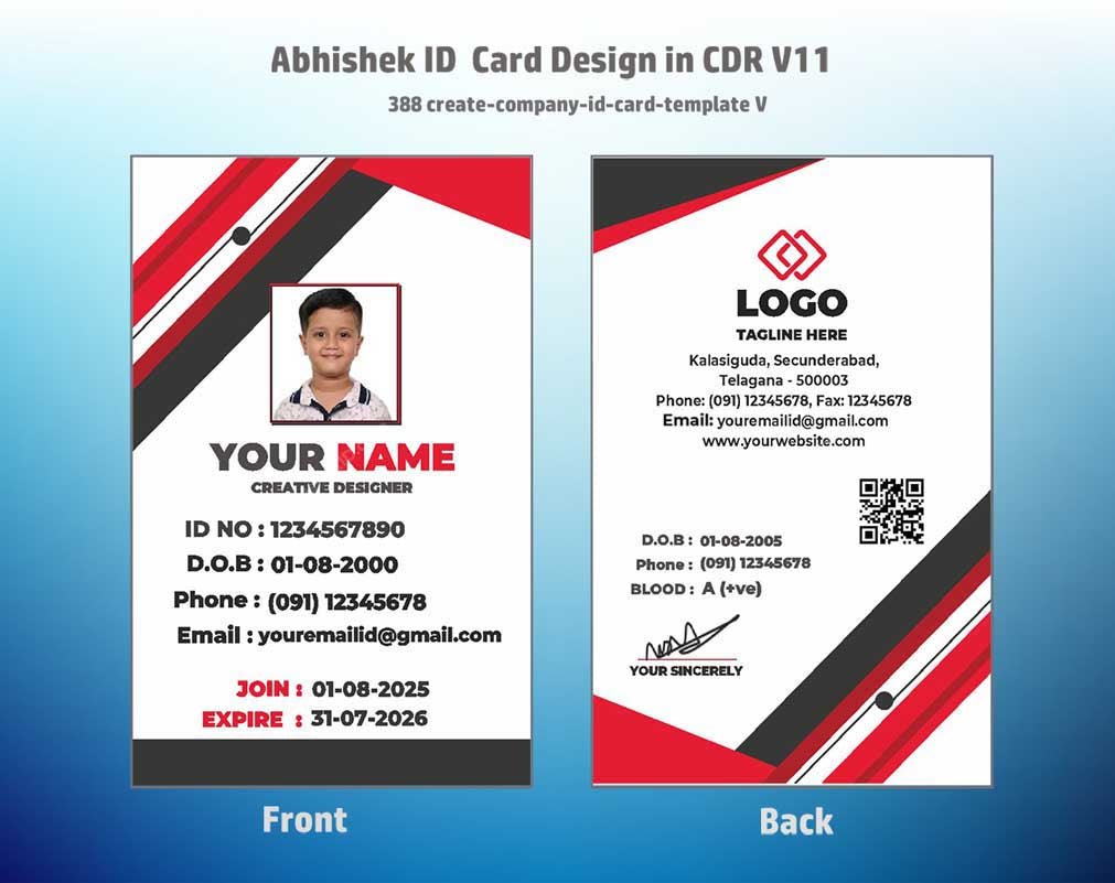4/6 CorelDraw 11 Printable ID Card Design Templates | 100 Editable Designs India