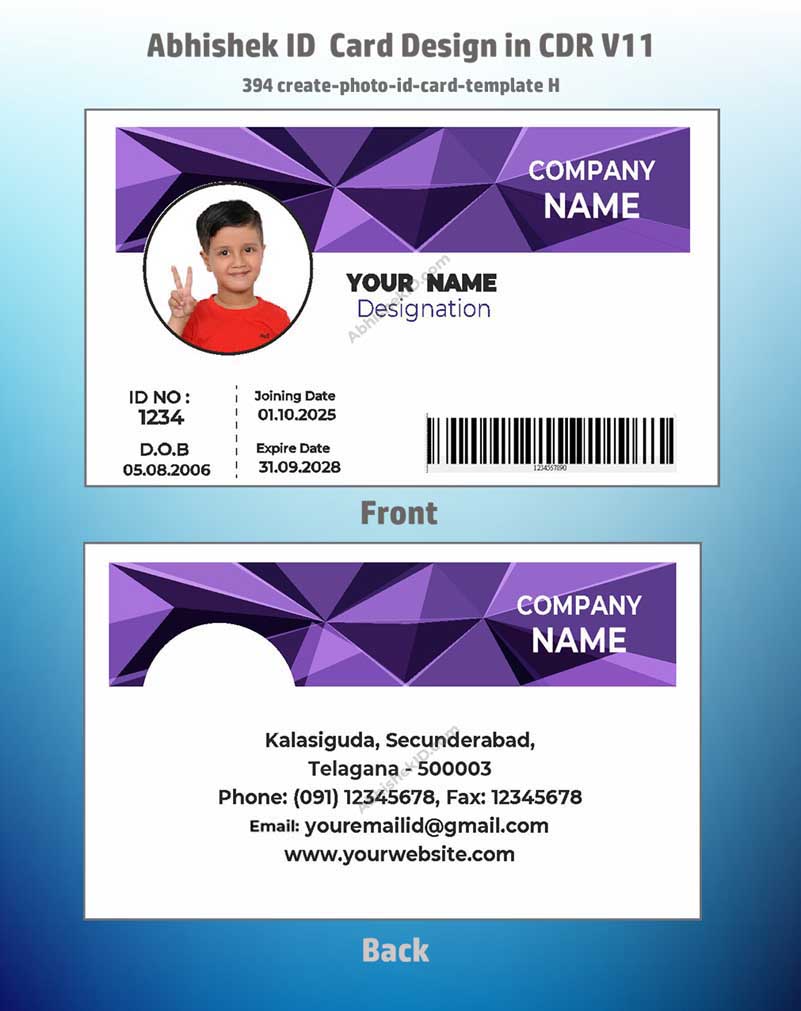 4/6 CorelDraw 11 Printable ID Card Design Templates | 100 Editable Designs India