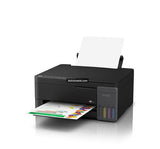 Epson L3350 compact integrated EcoTank design showing spill-free front-facing ink reservoirs
