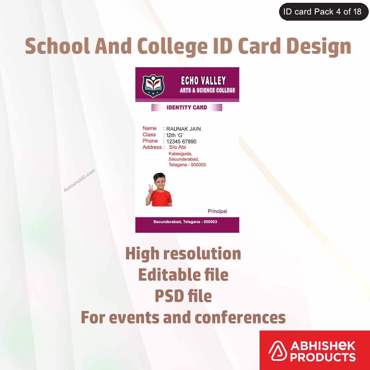 High-quality PVC ID card template, fully customizable and professional