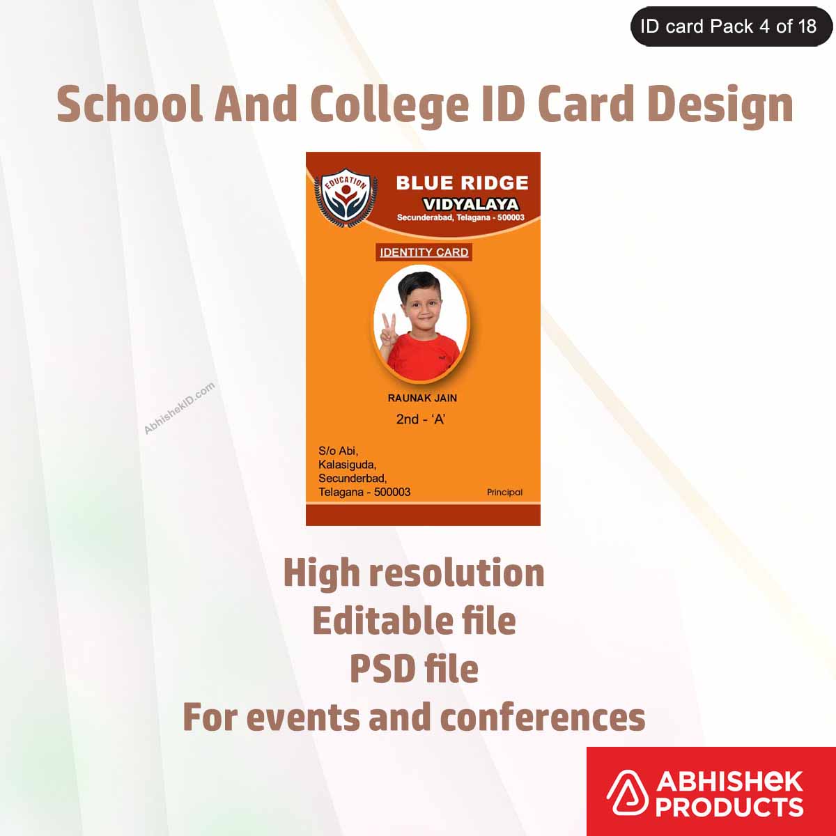 High-quality custom ID badge template, fully editable and professional