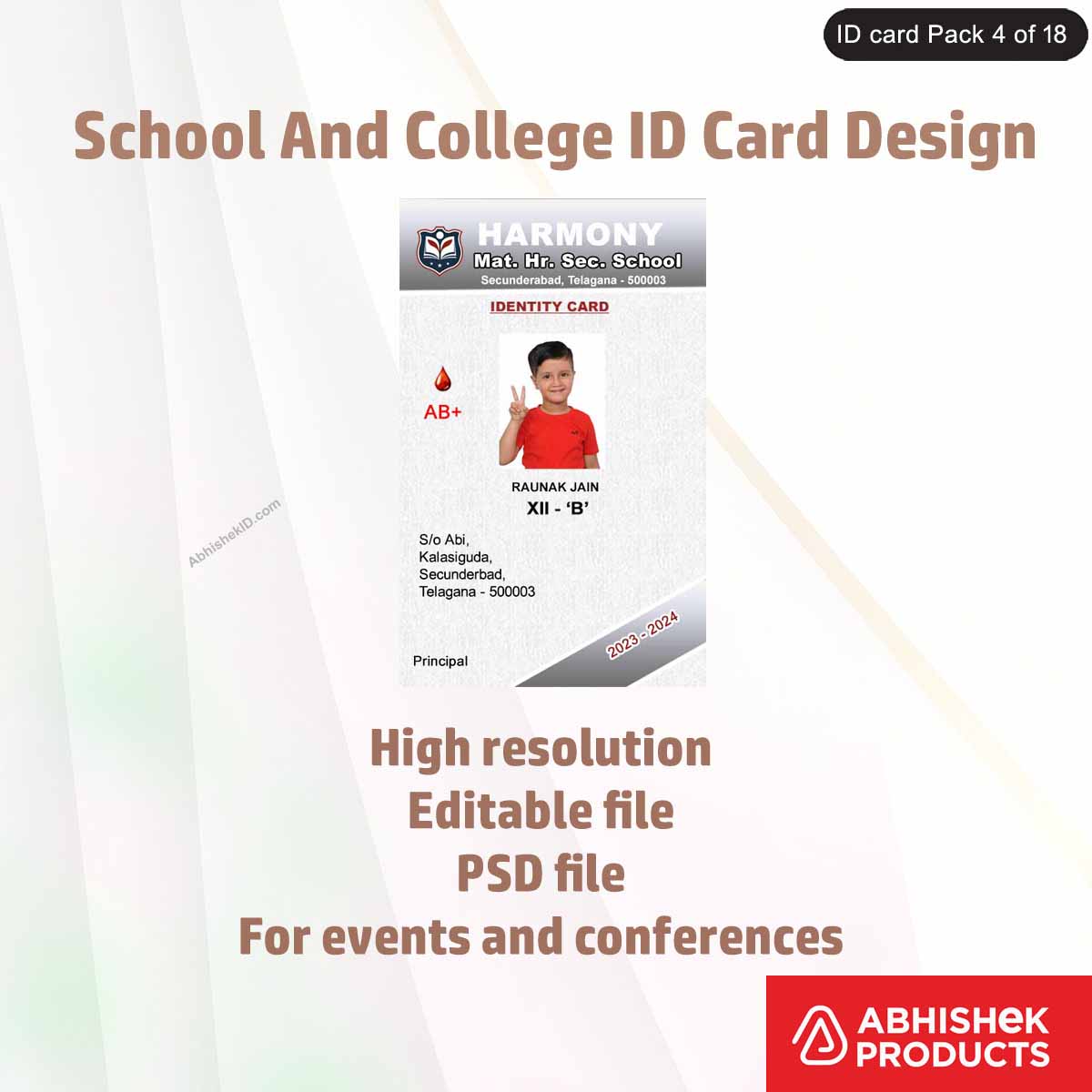 Professional corporate ID badge template, fully editable and sleek design