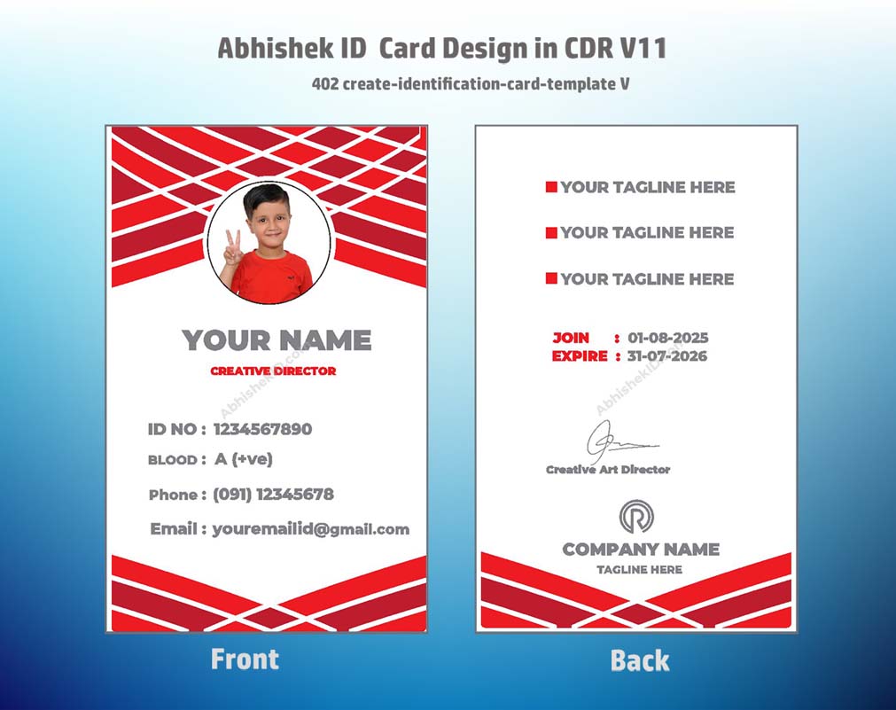 5/6 CorelDraw 11 Printable ID Card Design Templates | 100 Editable Designs India