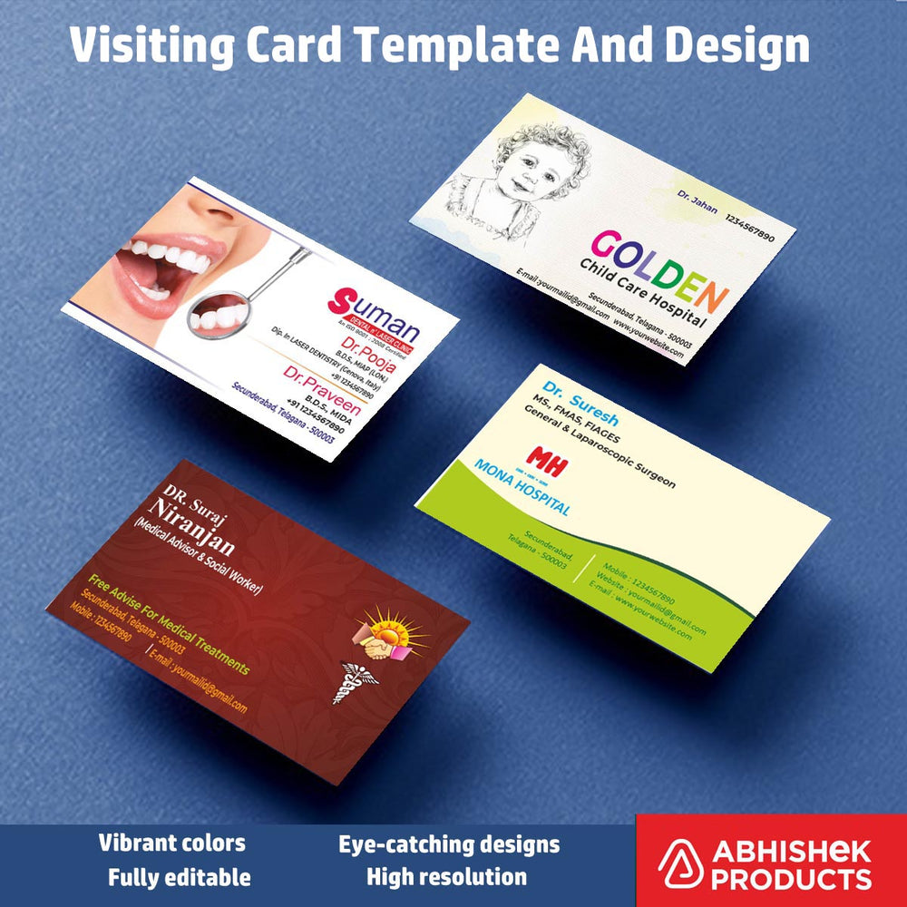 4/10 Professional Visiting Card Design Files – 100 CDR v11 Templates Files - Dental Clinic, Acupuncture, Child Clinic, Hospital, Pet Clinic, Eye Hospital, Nutrition Care, Home Care, Nutrition care
