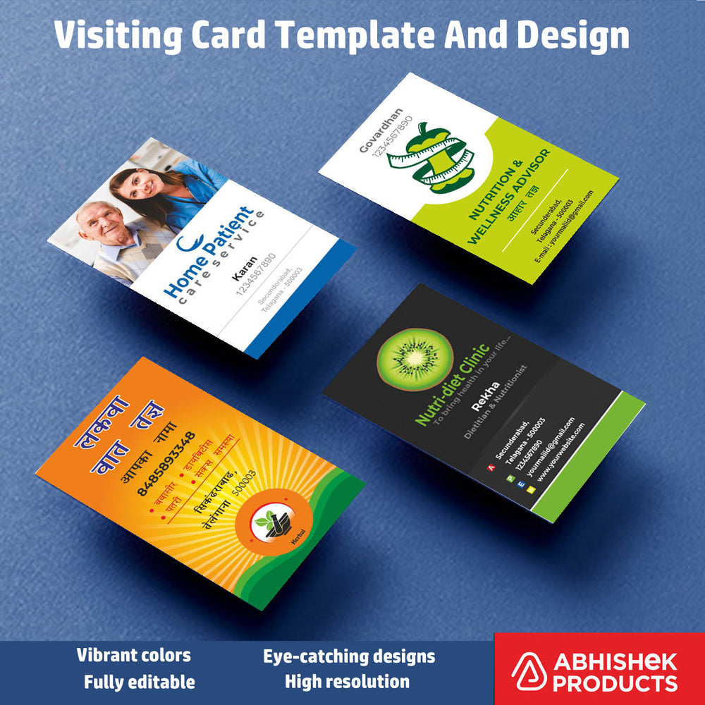 4/10 Professional Visiting Card Design Files – 100 CDR v11 Templates Files - Dental Clinic, Acupuncture, Child Clinic, Hospital, Pet Clinic, Eye Hospital, Nutrition Care, Home Care, Nutrition care