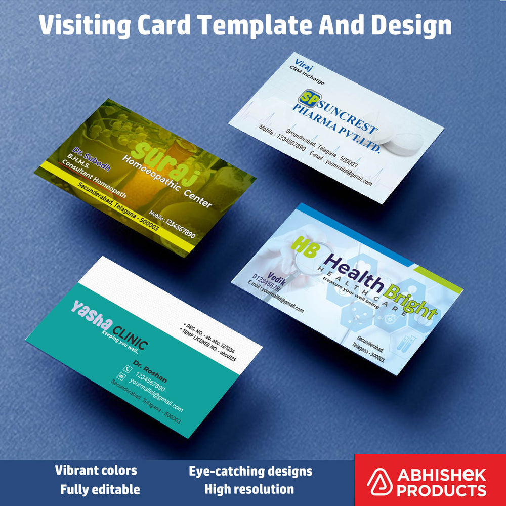 4/10 Professional Visiting Card Design Files – 100 CDR v11 Templates Files - Dental Clinic, Acupuncture, Child Clinic, Hospital, Pet Clinic, Eye Hospital, Nutrition Care, Home Care, Nutrition care