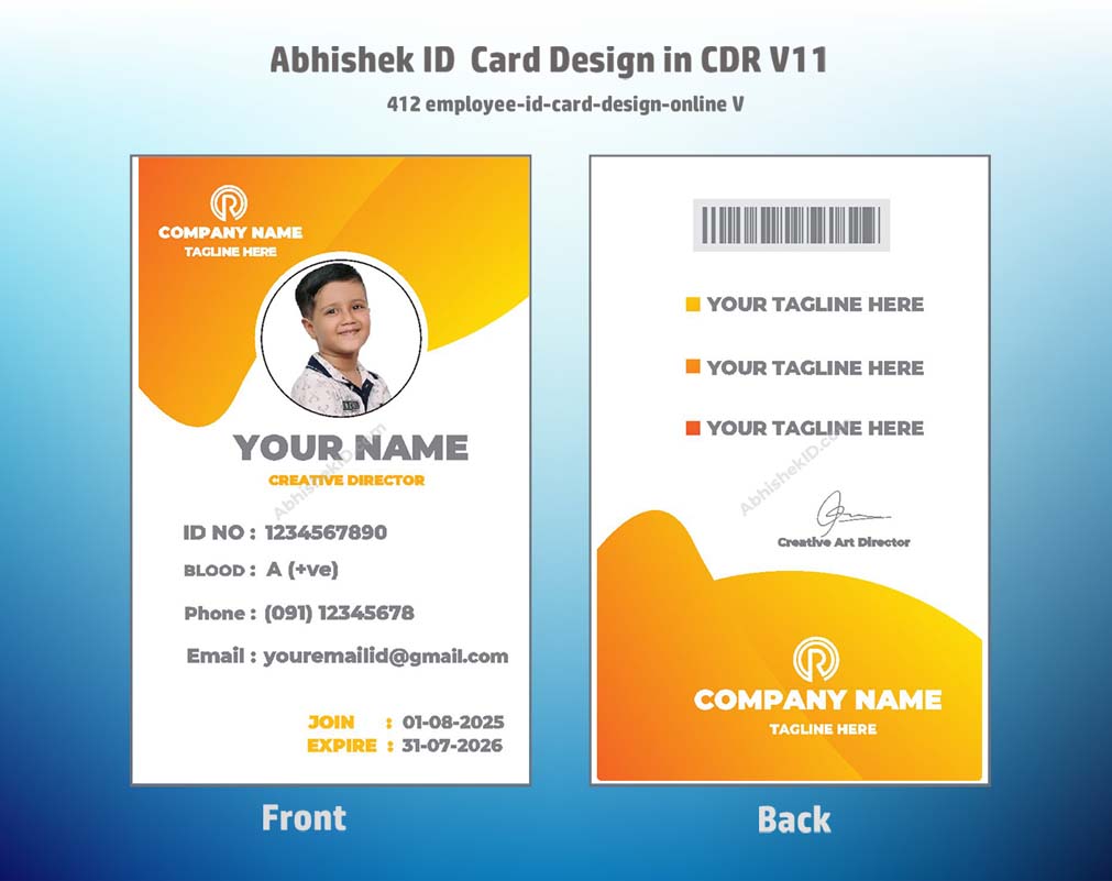 5/6 CorelDraw 11 Printable ID Card Design Templates | 100 Editable Designs India