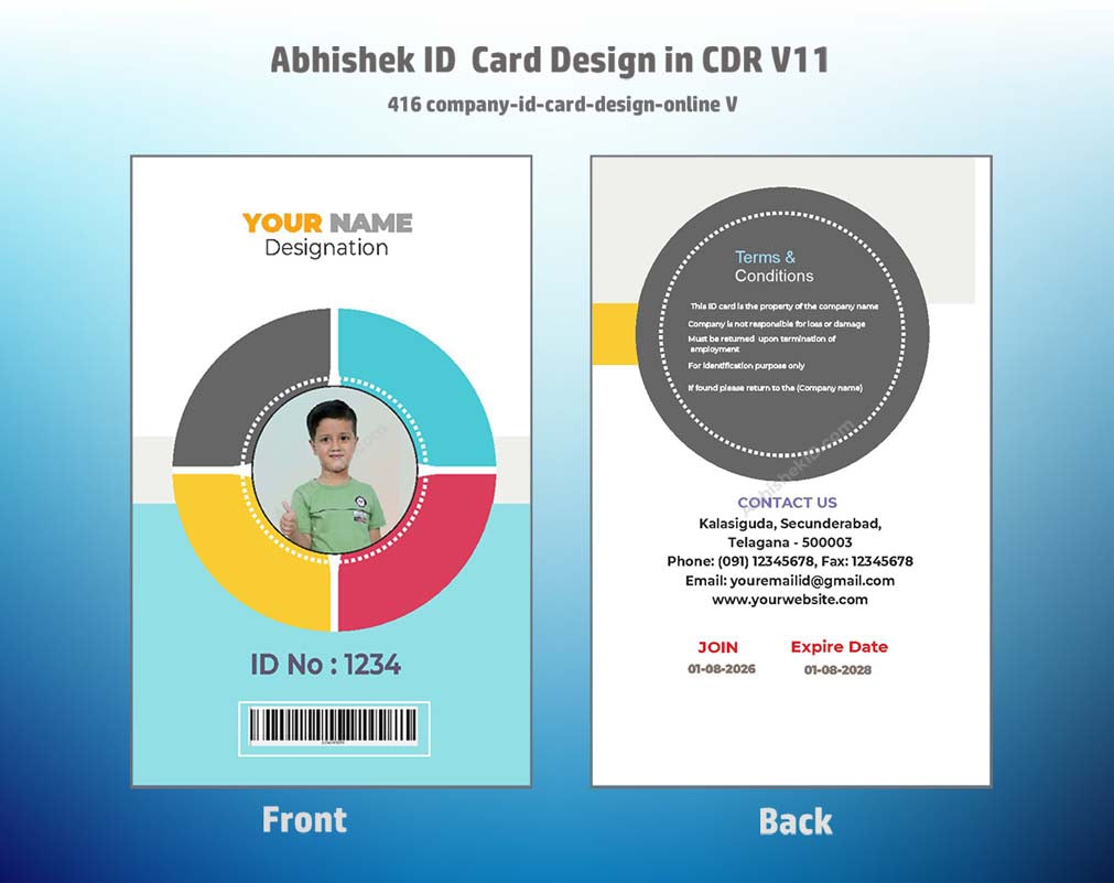 5/6 CorelDraw 11 Printable ID Card Design Templates | 100 Editable Designs India