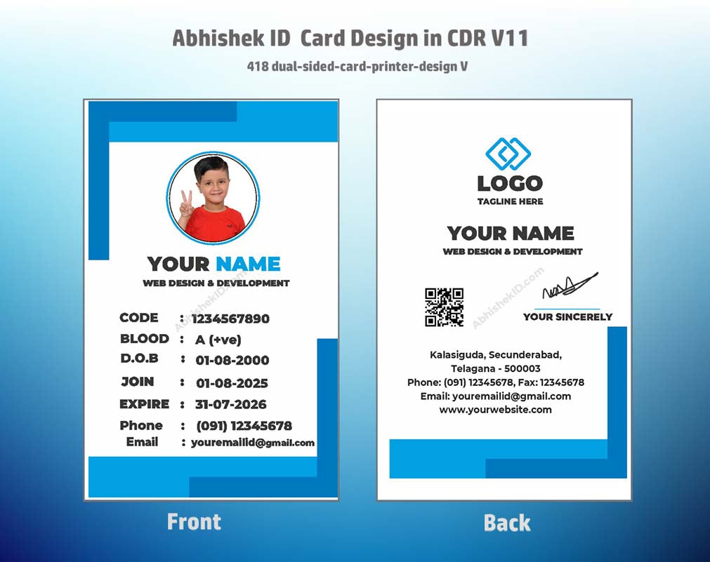 5/6 CorelDraw 11 Printable ID Card Design Templates | 100 Editable Designs India
