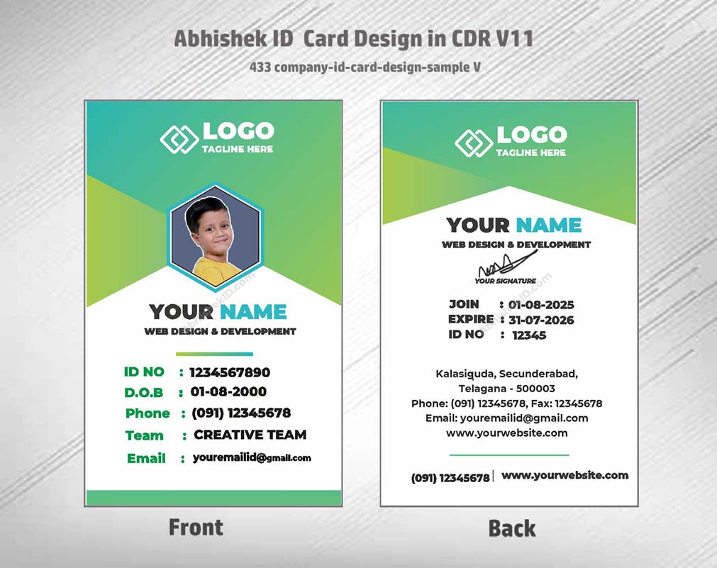 5/6 CorelDraw 11 Printable ID Card Design Templates | 100 Editable Designs India