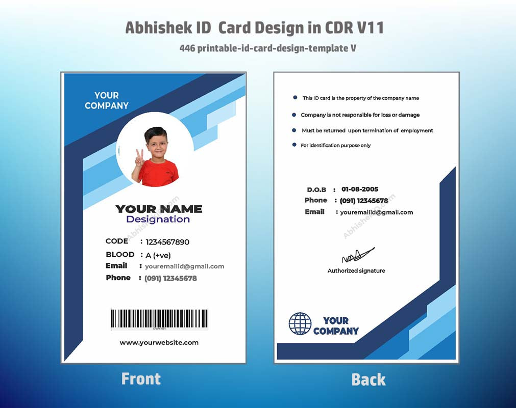 5/6 CorelDraw 11 Printable ID Card Design Templates | 100 Editable Designs India