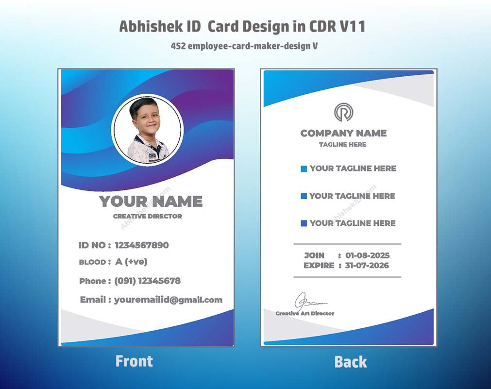 5/6 CorelDraw 11 Printable ID Card Design Templates | 100 Editable Designs India