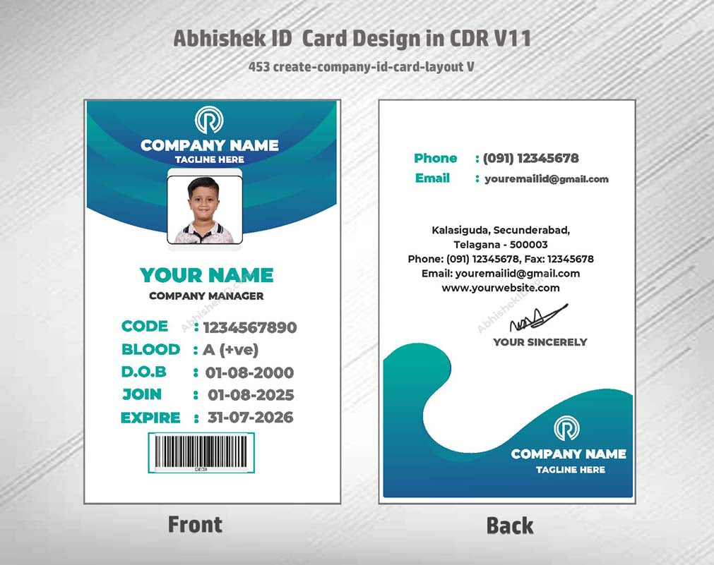 5/6 CorelDraw 11 Printable ID Card Design Templates | 100 Editable Designs India